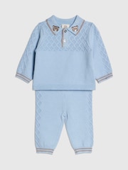 River Island Blue Knitted Polo Top  & Leggings Set - Image 3 of 5