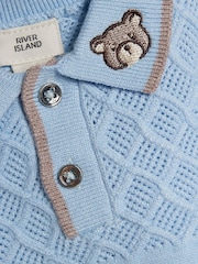 River Island Blue Knitted Polo Top  & Leggings Set - Image 5 of 5