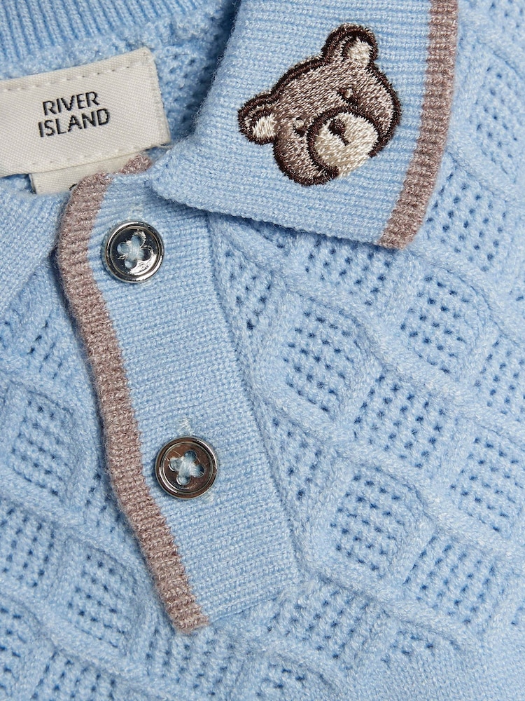 River Island Blue Knitted Polo Top  & Leggings Set - Image 5 of 5