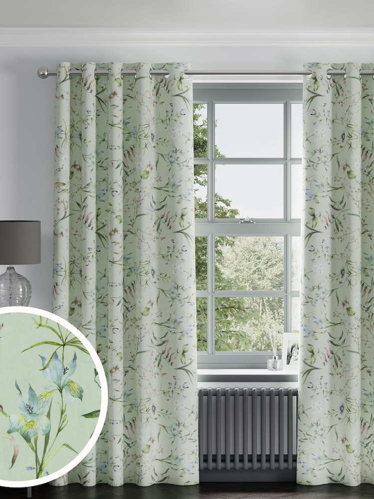 Sage Green Regency Made to Measure 100% Cotton Curtains - Image 1 of 9