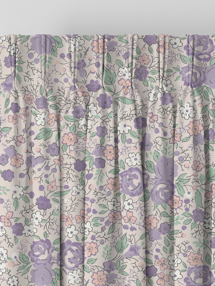 Laura Ashley Lavender Rowena Made to Measure 100% Cotton Curtains - Image 5 of 9