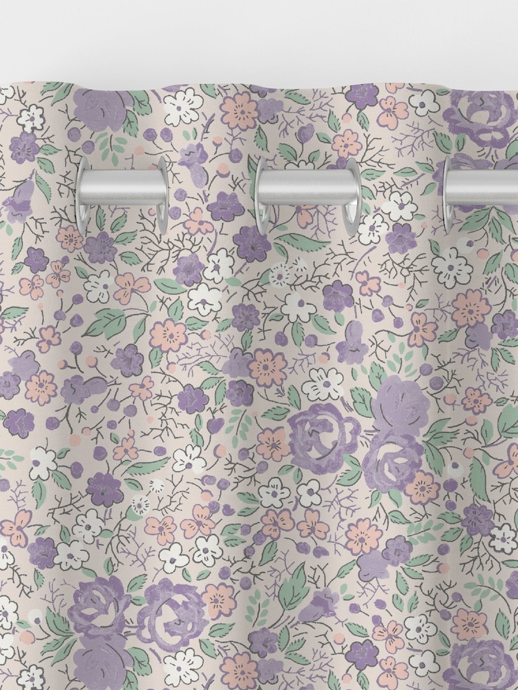 Laura Ashley Lavender Rowena Made to Measure 100% Cotton Curtains - Image 7 of 9