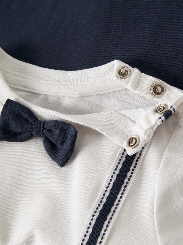 Name It Blue Baby Cotton Tuxedo Romper - Image 3 of 3 Name It Blue Baby Cotton Tuxedo Romper - Image 3 of 3
