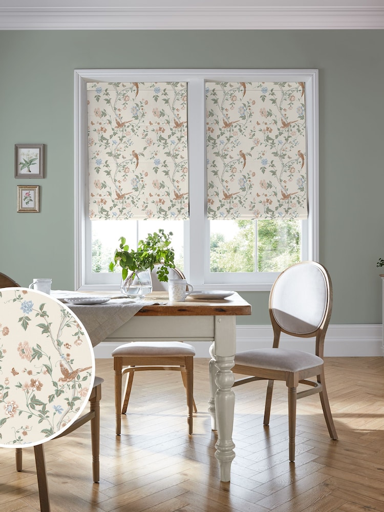 Laura Ashley Sage Apricot Summer Palace Made to Measure 100% Cotton Roman Blinds - Image 1 of 6