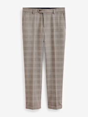 Taupe Slim Skinny Fit Check Suit: Trousers - Image 1 of 10