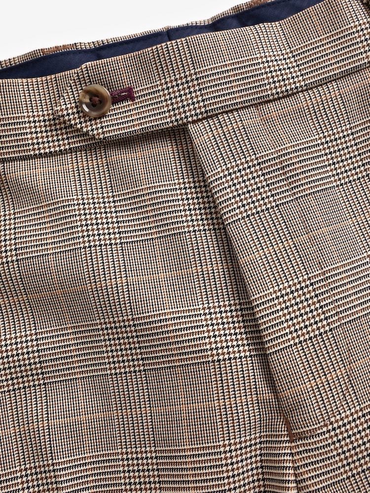 Taupe Slim Skinny Fit Check Suit: Trousers - Image 2 of 10