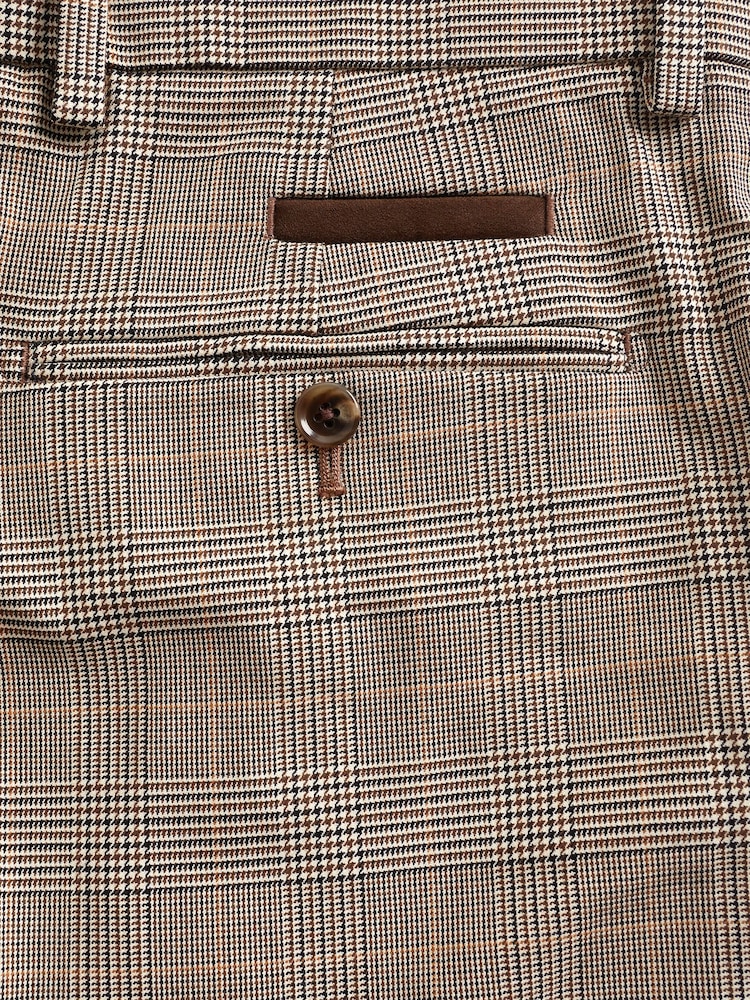 Taupe Slim Skinny Fit Check Suit: Trousers - Image 3 of 10