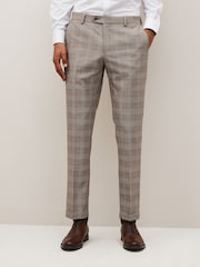 Taupe Slim Skinny Fit Check Suit: Trousers - Image 5 of 10