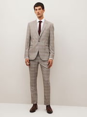 Taupe Slim Skinny Fit Check Suit: Trousers - Image 6 of 10