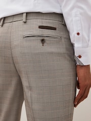Taupe Slim Skinny Fit Check Suit: Trousers - Image 7 of 10