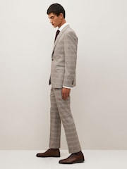 Taupe Slim Skinny Fit Check Suit: Trousers - Image 8 of 10