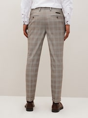 Taupe Slim Skinny Fit Check Suit: Trousers - Image 9 of 10