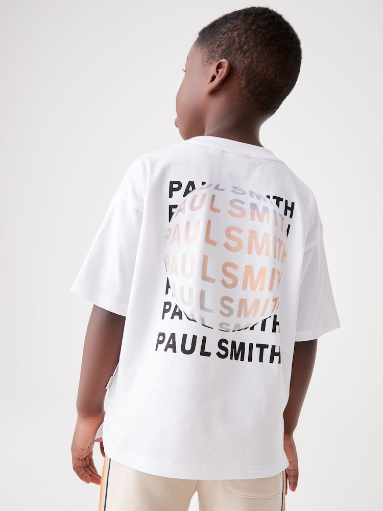 Weiß - Paul Smith Junior – kurzärmliges, übergroßes T-Shirt mit ikonischem Print für Jungen - Bild 1 von 7 Weiß - Paul Smith Junior – kurzärmliges, übergroßes T-Shirt mit ikonischem Print für Jungen - Bild 1 von 7