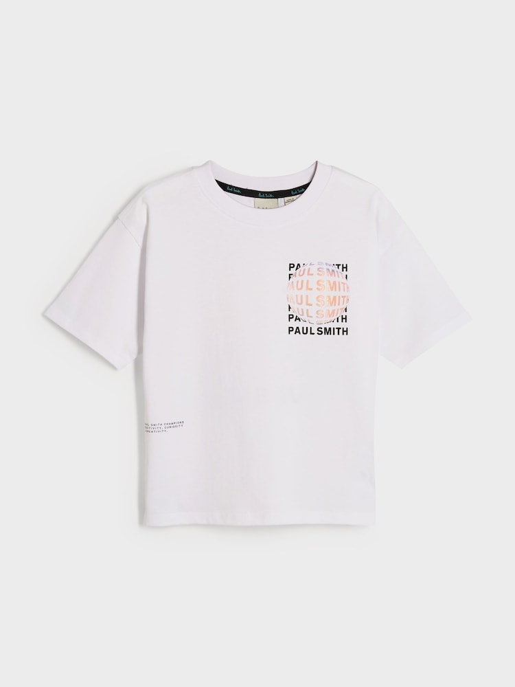 Blanc - T-shirt Paul Smith Junior garçon oversize à manches courtes et imprimé emblématique - Image 5 of 7