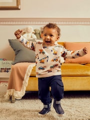 JoJo Maman Bébé Natural Transport Printed Sweatshirt - Image 1 of 2