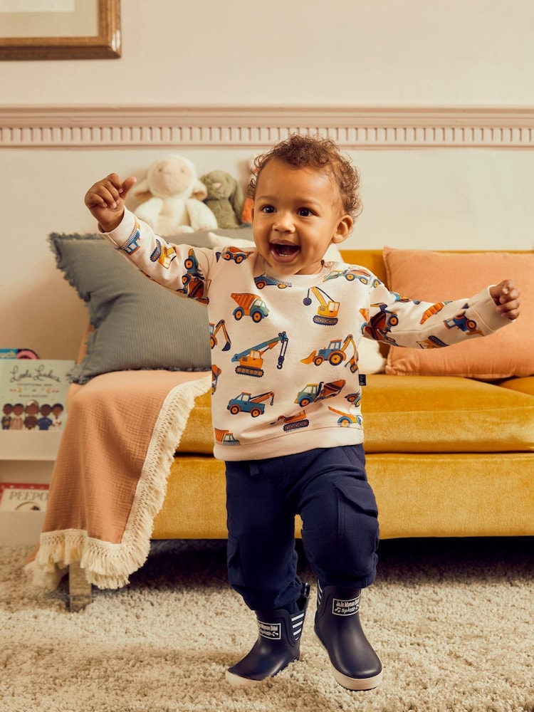 JoJo Maman Bébé Natural Transport Printed Sweatshirt - Image 1 of 2