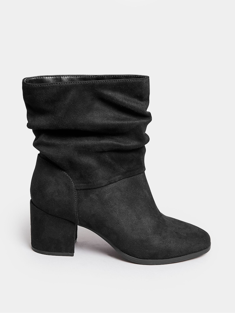 Yours Curve Black Wide Fit Slouch Ankle Micro Boots - Image 1 of 4