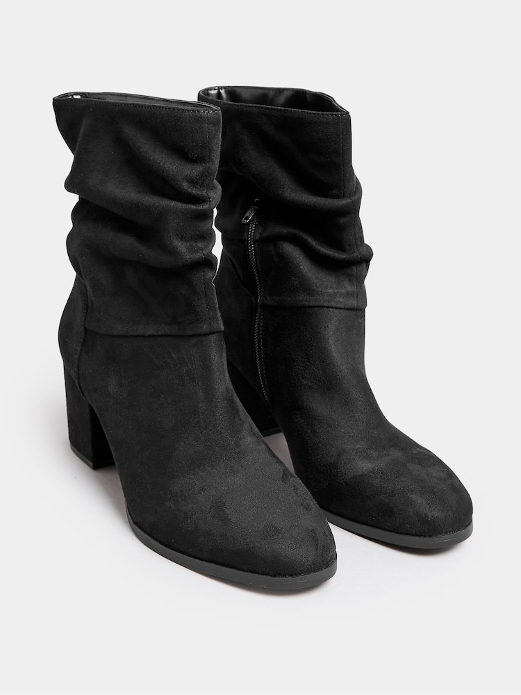 Yours Curve Black Wide Fit Slouch Ankle Micro Boots - Image 2 of 4