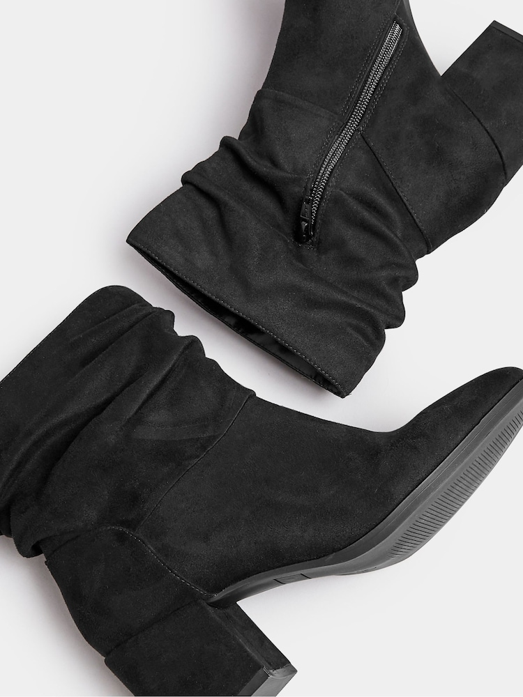 Yours Curve Black Wide Fit Slouch Ankle Micro Boots - Image 4 of 4