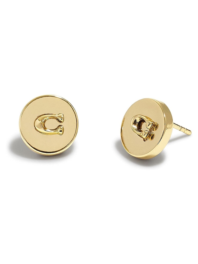 COACH Signature Coin Stud Earrings - Image 1 of 2