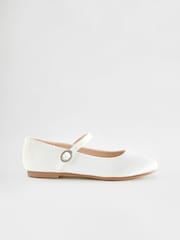 Družička z bieleho saténu odolná voči škvrnám - Mary Jane Flower Girl Square toe Occasion Shoes - Obrázok 2 z 4