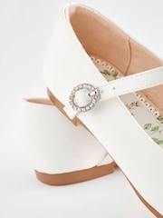 Družička z bieleho saténu odolná voči škvrnám - Mary Jane Flower Girl Square toe Occasion Shoes - Obrázok 4 z 4