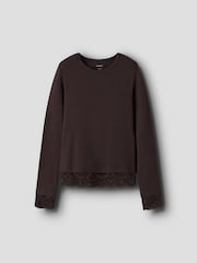 Name It Brown Lace Trim long Sleeve Top - Image 1 of 3