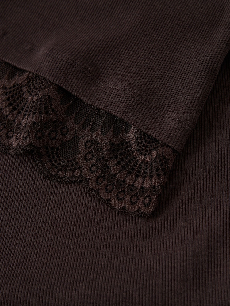 Name It Brown Lace Trim long Sleeve Top - Image 3 of 3