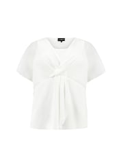 Live Unlimited Curve Gathered Wrap Chiffon Ivory White Blouse - Image 4 of 4