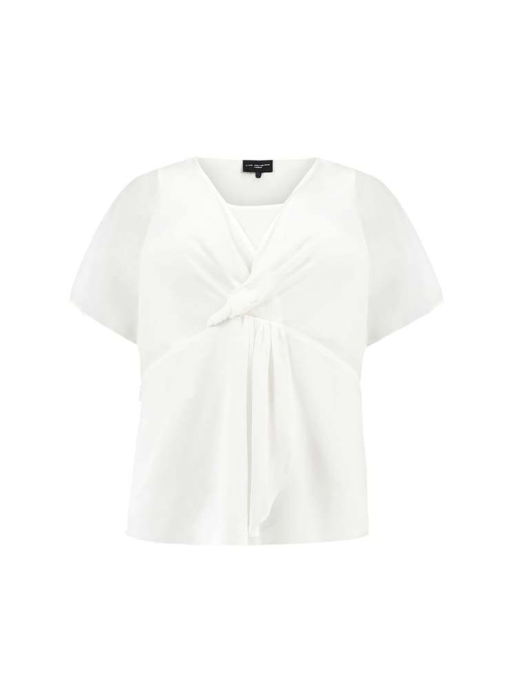 Live Unlimited Curve Gathered Wrap Chiffon Ivory White Blouse - Image 4 of 4