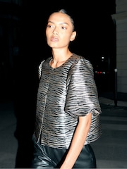 Ro&Zo Animal Zebra Jacquard Puff Sleeve Top - Image 2 of 5