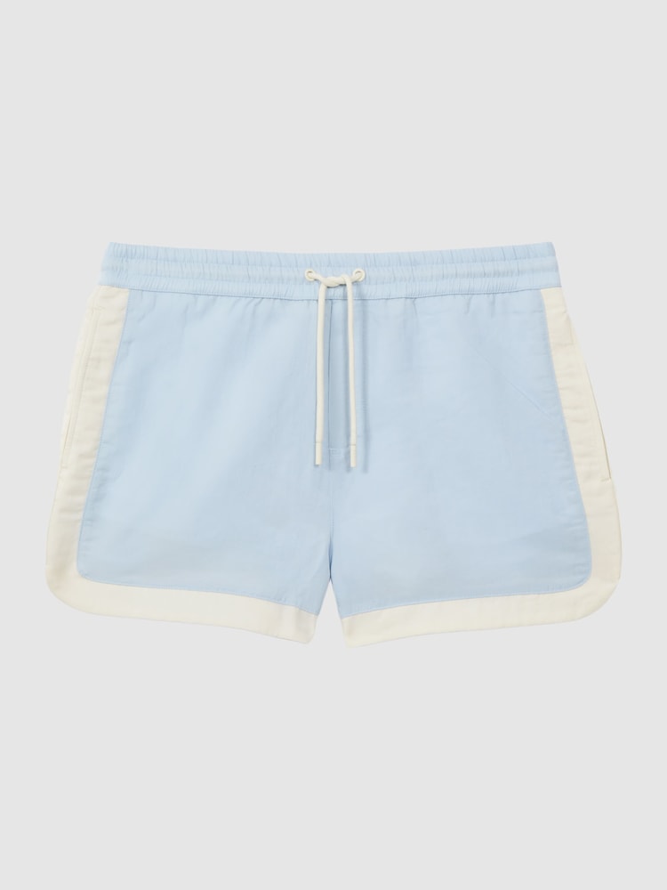 Reiss Soft Blue/White Surf Drawstring Contrast Swim Shorts - Image 2 of 4