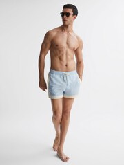 Reiss Soft Blue/White Surf Drawstring Contrast Swim Shorts - Image 3 of 4