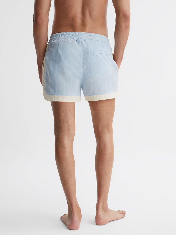 Reiss Soft Blue/White Surf Drawstring Contrast Swim Shorts - Image 4 of 4