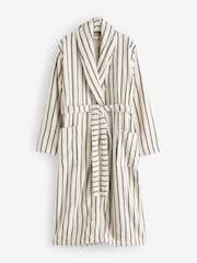 Cream / Navy Stripe 100% Cotton Towelling Dressing Gown - Image 6 of 6