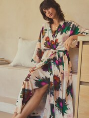 Cream/lila - Blommig Lätt Morgonrock - Bild 1 av 6