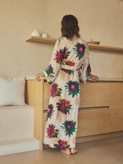 Cream/lila - Blommig Lätt Morgonrock - Bild 3 av 6