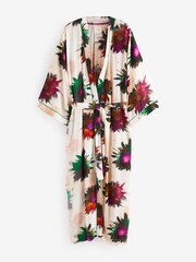 Cream/lila - Blommig Lätt Morgonrock - Bild 5 av 6