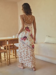 Pink Floral Viscose Lace Nightie - Image 2 of 8