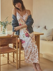Pink Floral Viscose Lace Nightie - Image 3 of 8