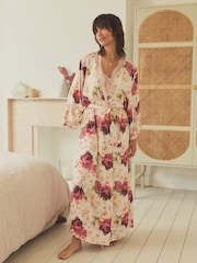 Pink Roses Viscose Lace Dressing Gown - Image 2 of 5