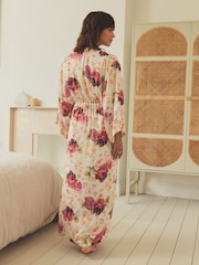 Pink Roses Viscose Lace Dressing Gown - Image 3 of 5