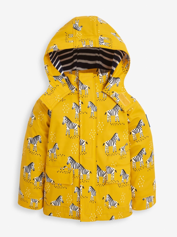 JoJo Maman Bébé Mustard Kids' Zebra Print Waterproof Jacket - Image 1 of 5