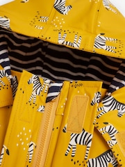 JoJo Maman Bébé Mustard Kids' Zebra Print Waterproof Jacket - Image 2 of 5