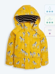 JoJo Maman Bébé Mustard Kids' Zebra Print Waterproof Jacket - Image 4 of 5