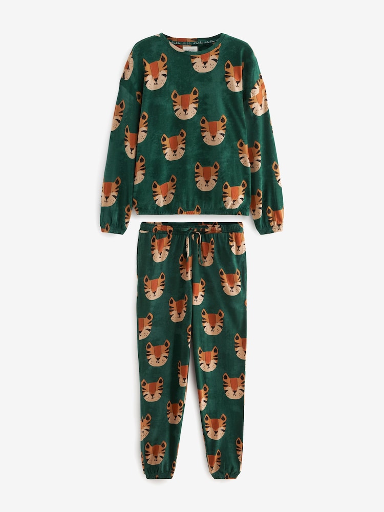 Vert à motif tigre - Pyjama manches longues 100% coton - Image 4 of 7