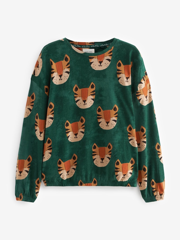 Vert à motif tigre - Pyjama manches longues 100% coton - Image 5 of 7