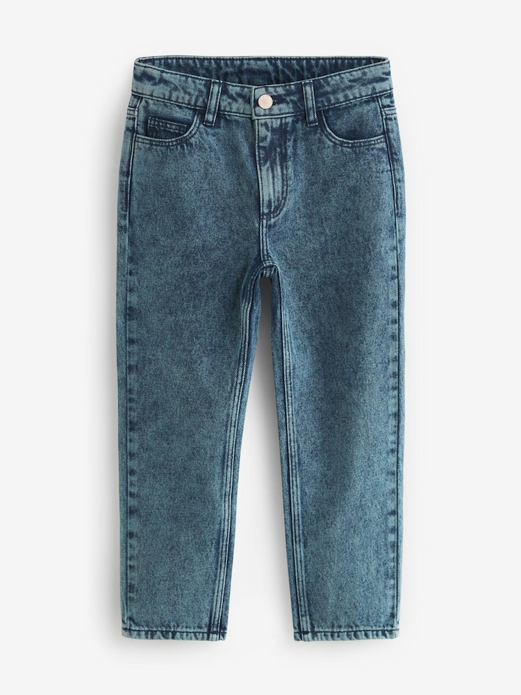 Teal Blue Cotton Mom Jeans With Elasticated Waist (3-16yrs) - Image 1 of 3