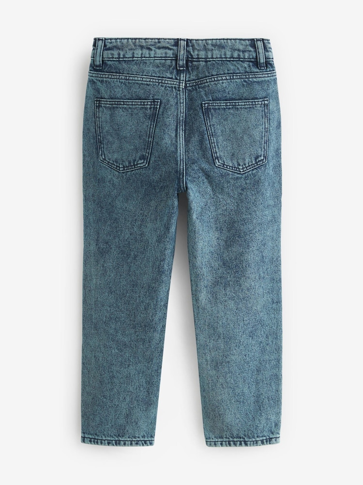 Teal Blue Cotton Mom Jeans With Elasticated Waist (3-16yrs) - Image 2 of 3