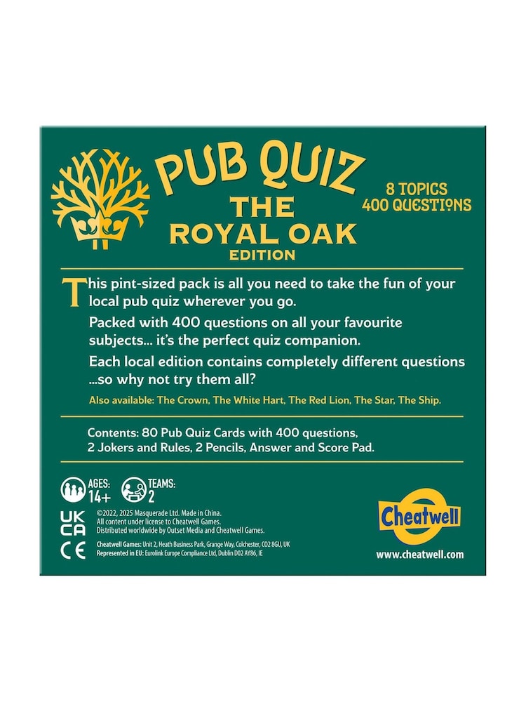 Cheatwell Games The Royal Oak Pub Quiz Britain's Favourite Quiz - Image 2 of 4 Cheatwell Games The Royal Oak Pub Quiz Britain's Favourite Quiz - Image 2 of 4